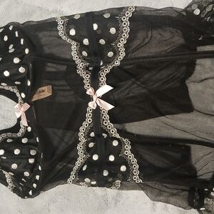Victoria's Secret Black Sheer Polka Dot Chemise